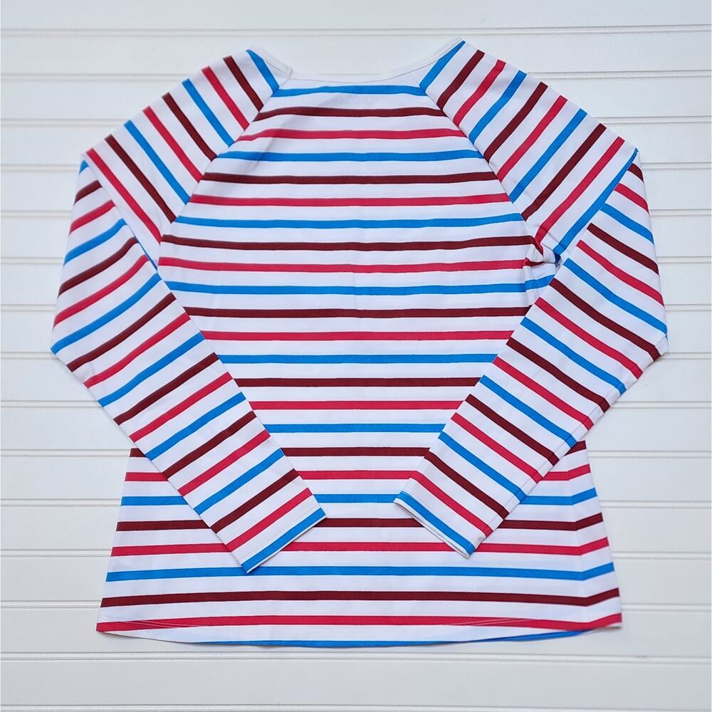 NWT SPANX Women's Ocean Stripe Hibiscus Long Sleeve Swim Shirt Rash Guard Size L - Picture 3 of 4
